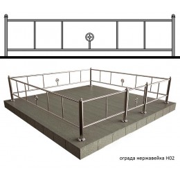 Заказать ограды изготовленные с использованием нержавейки № Н2, производство оградок.